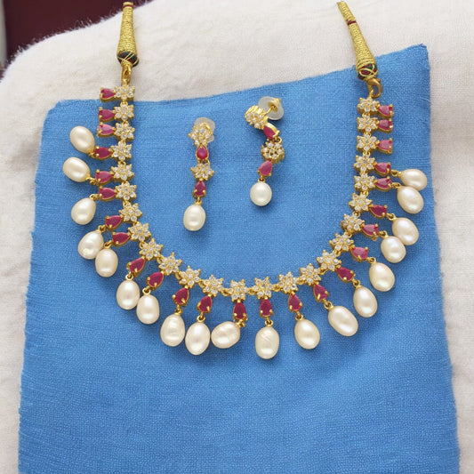 J Pearls Ekaaksh Pearl Necklace Set - Swadesiicart