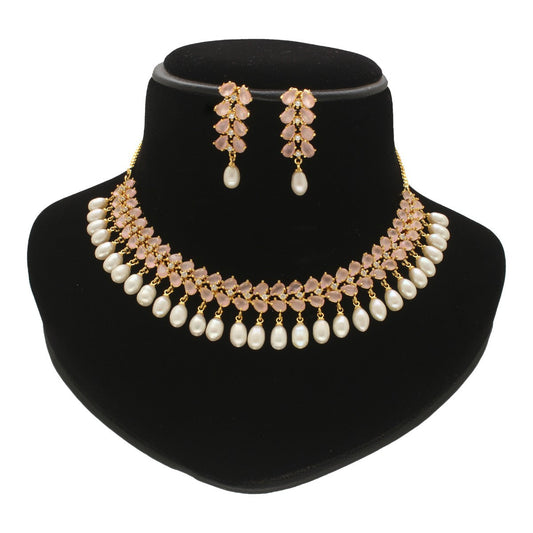 J Pearls Seraphic Sparkle Pearl Necklace Set - Swadesiicart