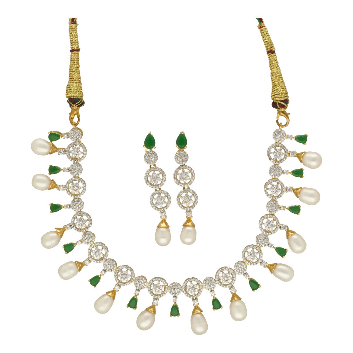 J Pearls Gitan Pearl Necklace Set - Swadesiicart