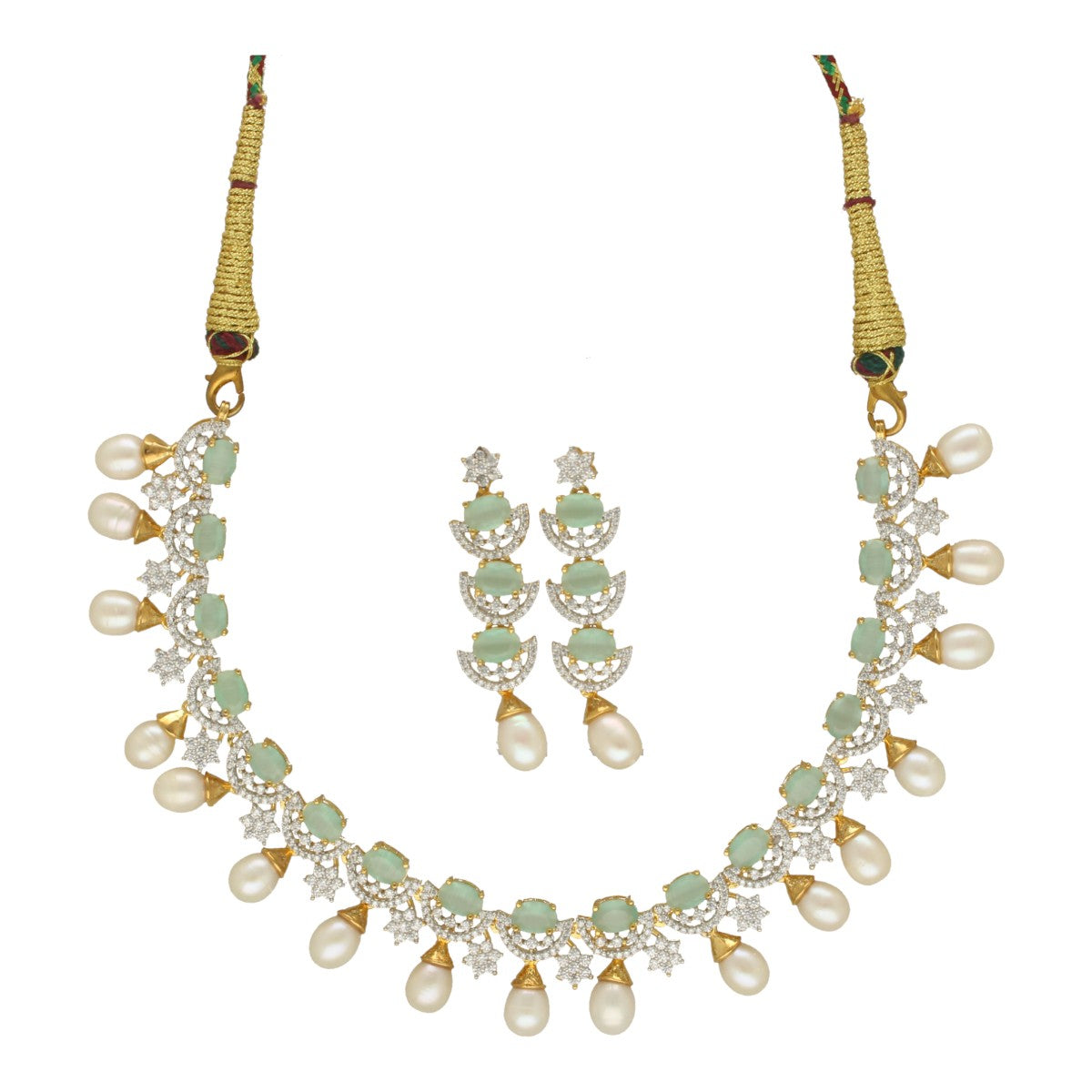 J Pearls Aurora Adornments Pearl Necklace Set - Swadesiicart