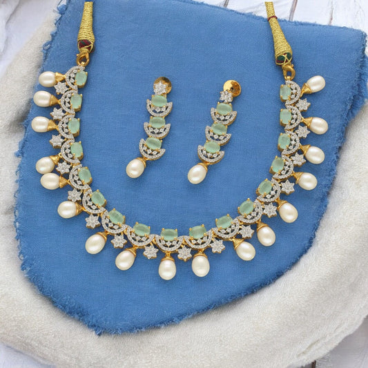 J Pearls Aurora Adornments Pearl Necklace Set - Swadesiicart