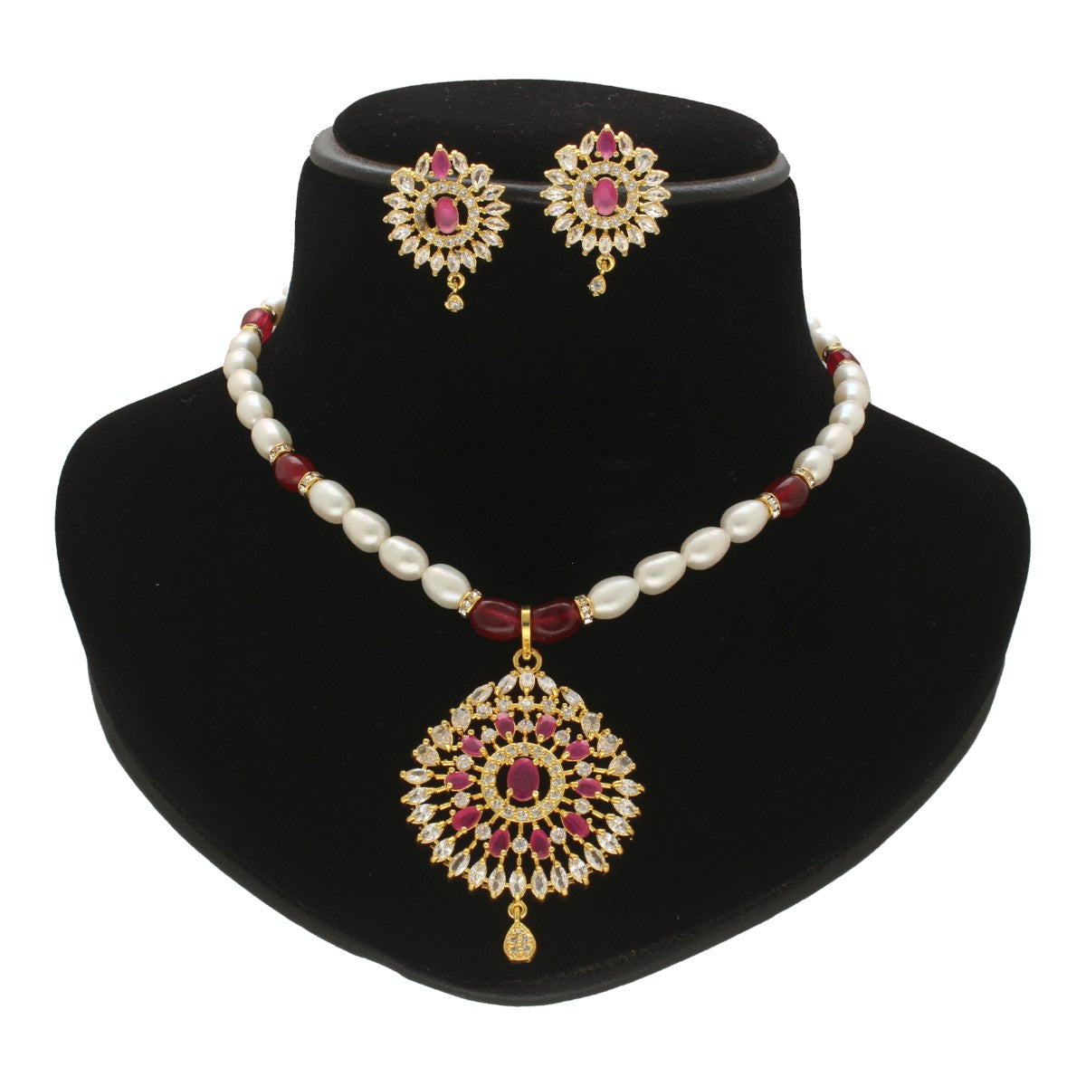 J Pearls Rinay Pearl Necklace Set - Swadesiicart