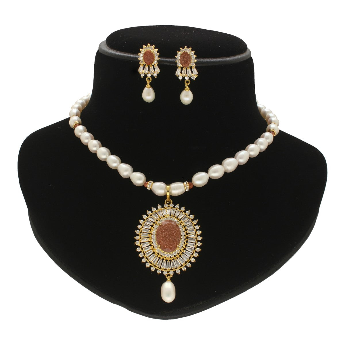 J Pearls Opal Pearl Necklace Set - Swadesiicart