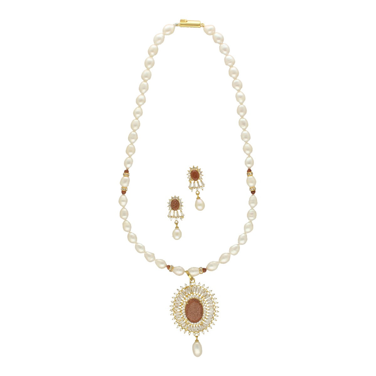 J Pearls Opal Pearl Necklace Set - Swadesiicart