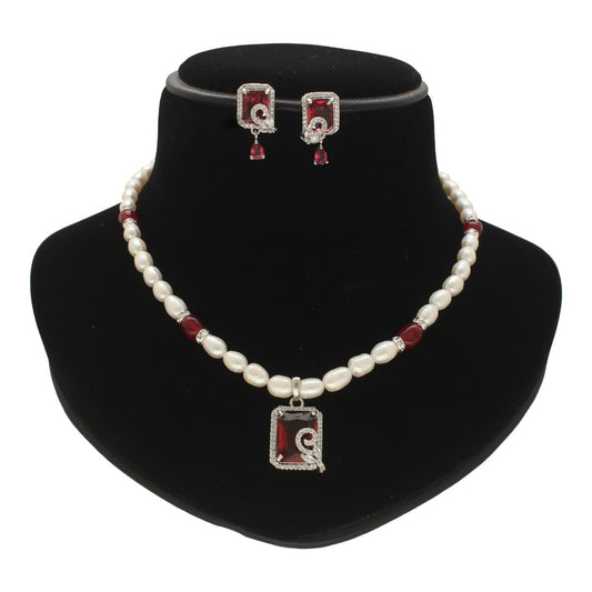 J Pearls Qarin Pearl Necklace Set - Swadesiicart