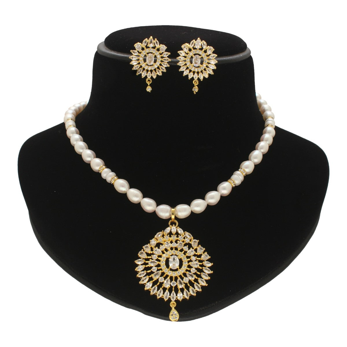 J Pearls Quasar Mystique Pearl Necklace Set - Swadesiicart