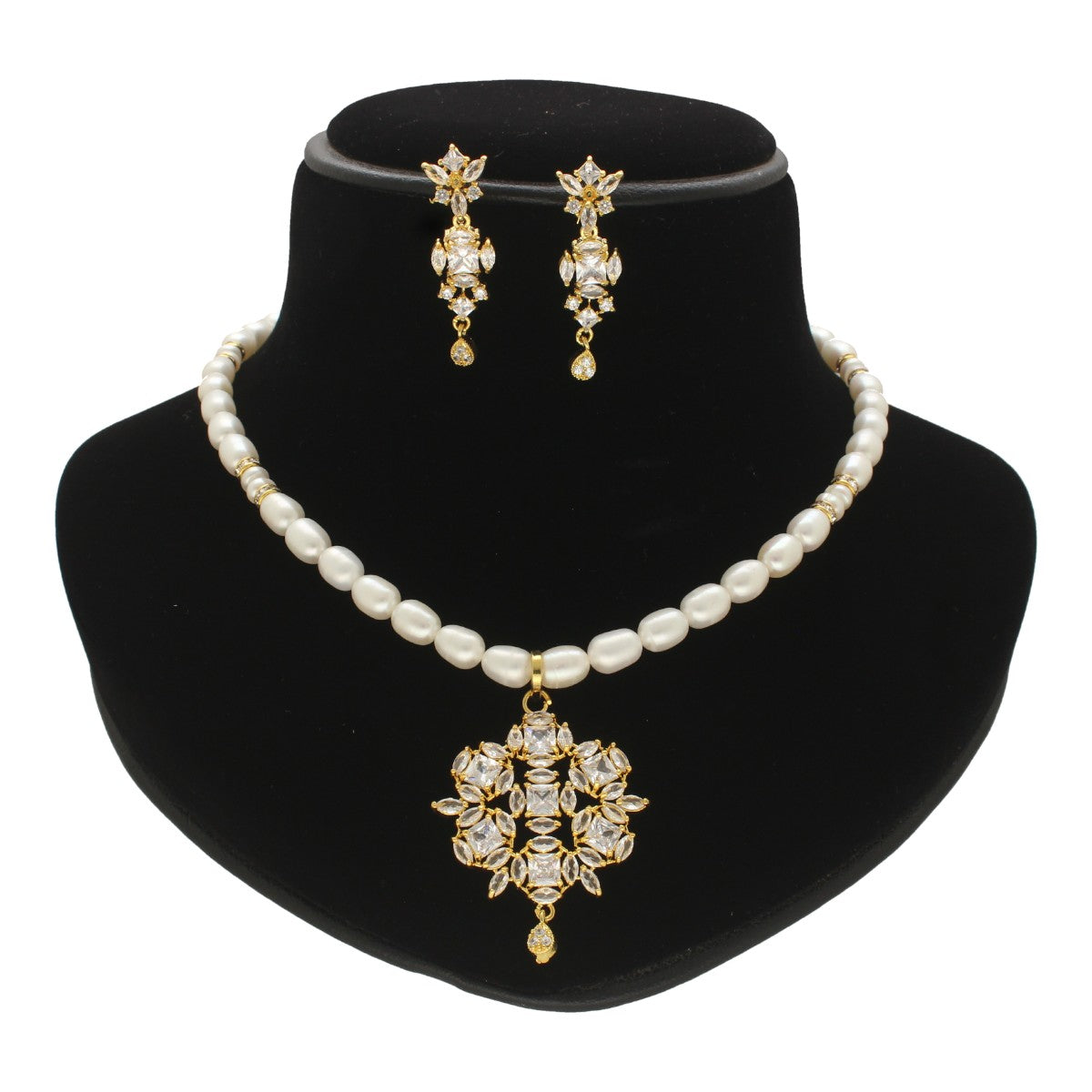 J Pearls Meena Pearl Necklace Set - Swadesiicart