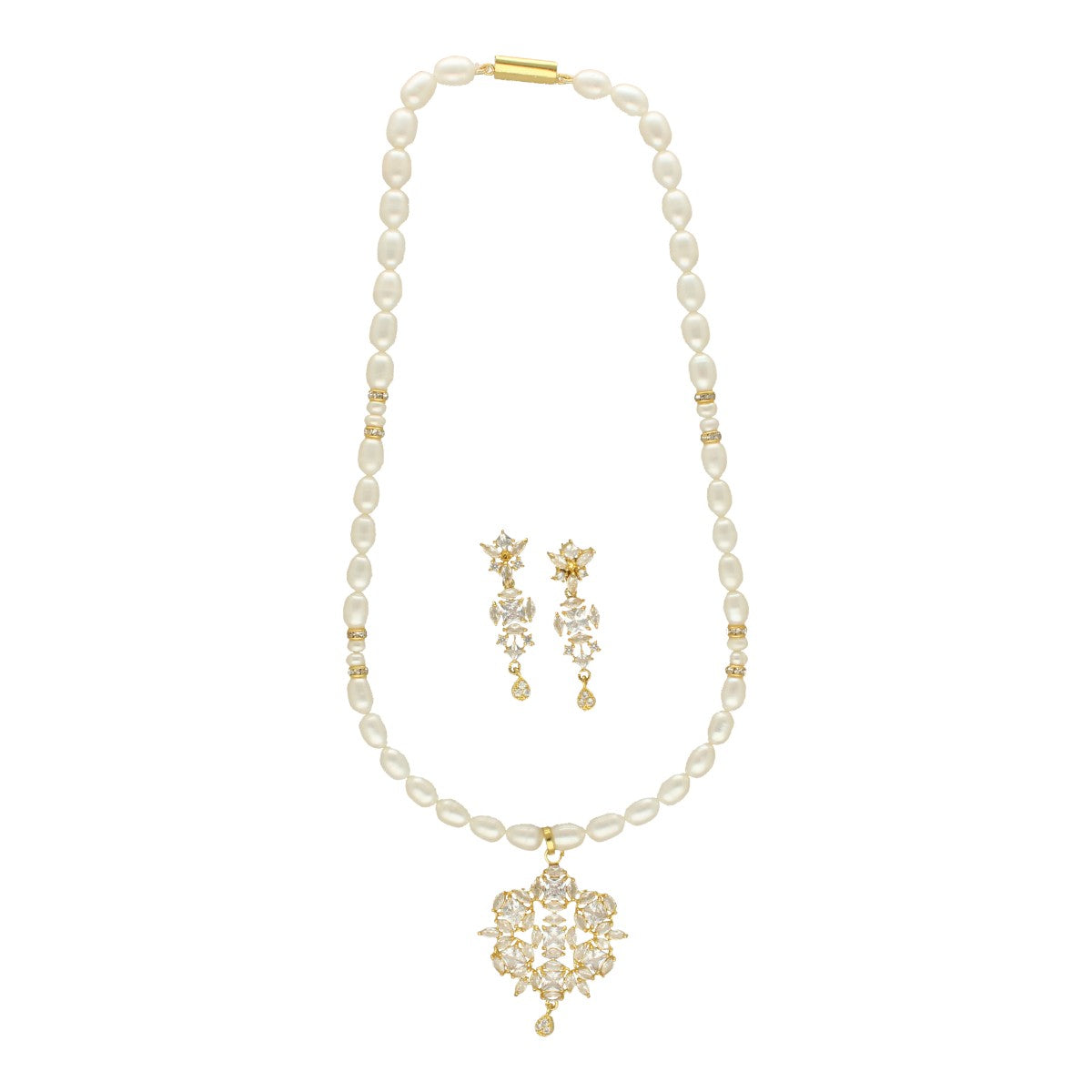 J Pearls Meena Pearl Necklace Set - Swadesiicart