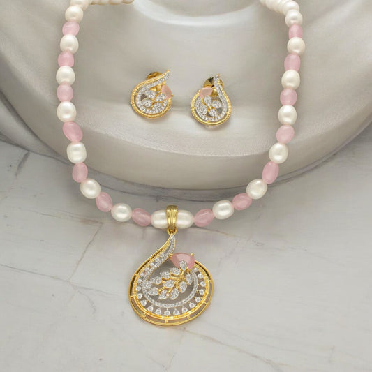 J Pearls Radiant Reverie Pearl Necklace Set - Swadesiicart