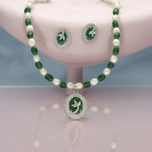 J Pearls Aurora Bliss Pearl Necklace Set - Swadesiicart