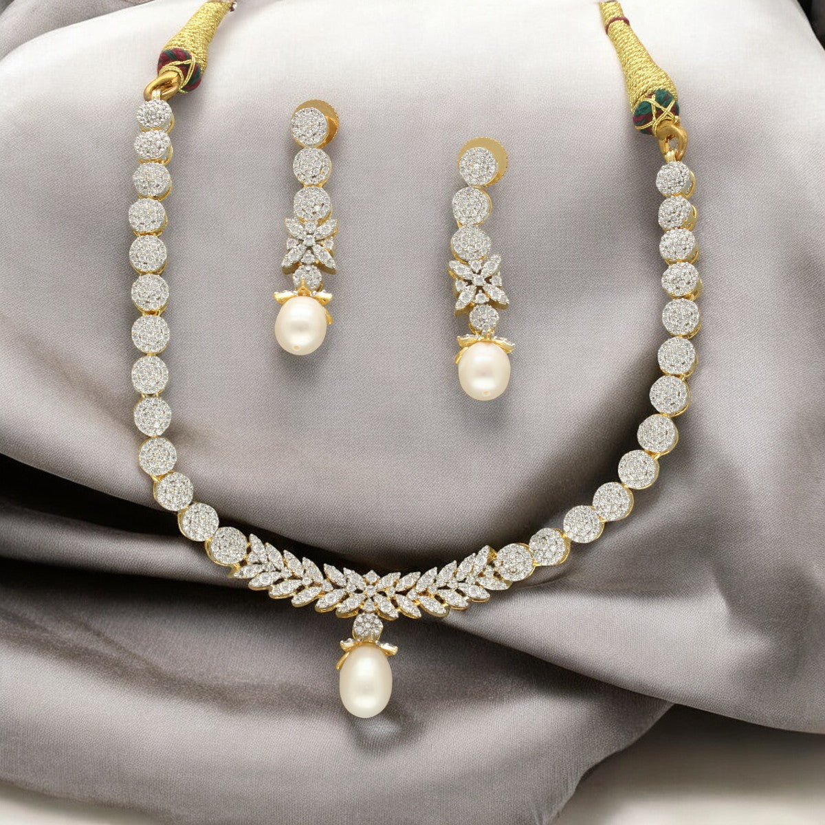 J Pearls Charmed Essence Pearl Necklace Set - Swadesiicart