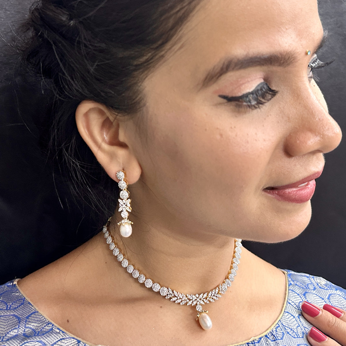J Pearls Charmed Essence Pearl Necklace Set - Swadesiicart