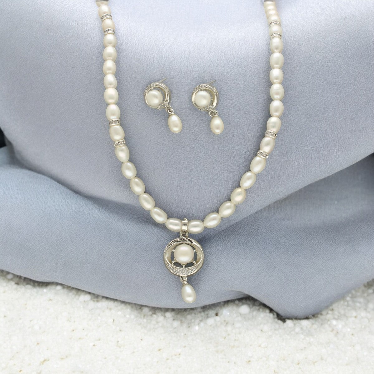 J Pearls Brinda Pearl Necklace Set - Swadesiicart