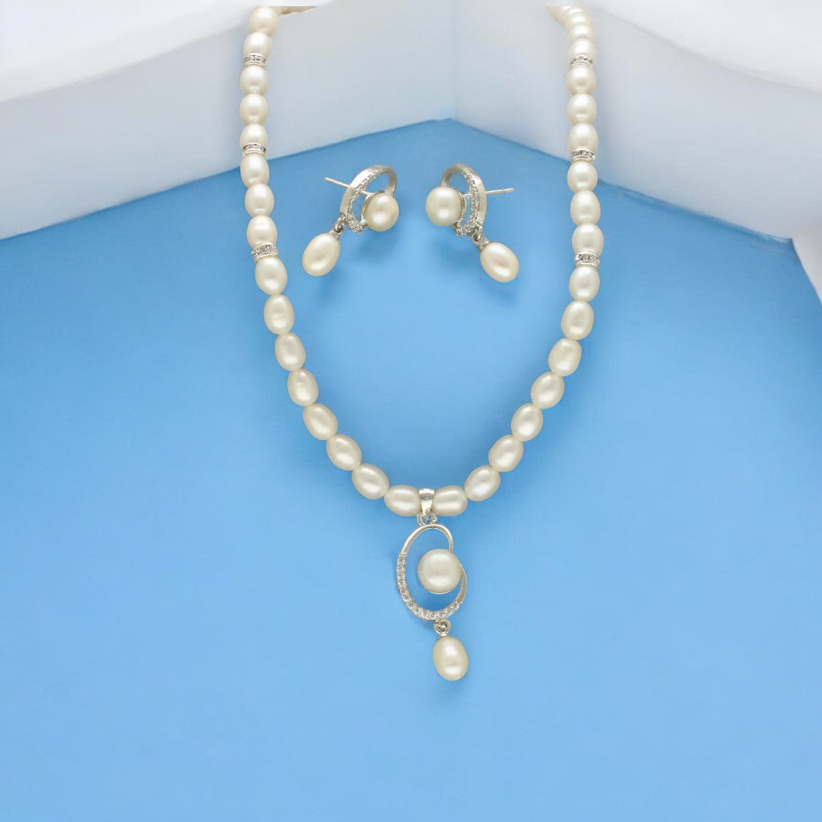 J Pearls Uma Pearl Necklace Set - Swadesiicart