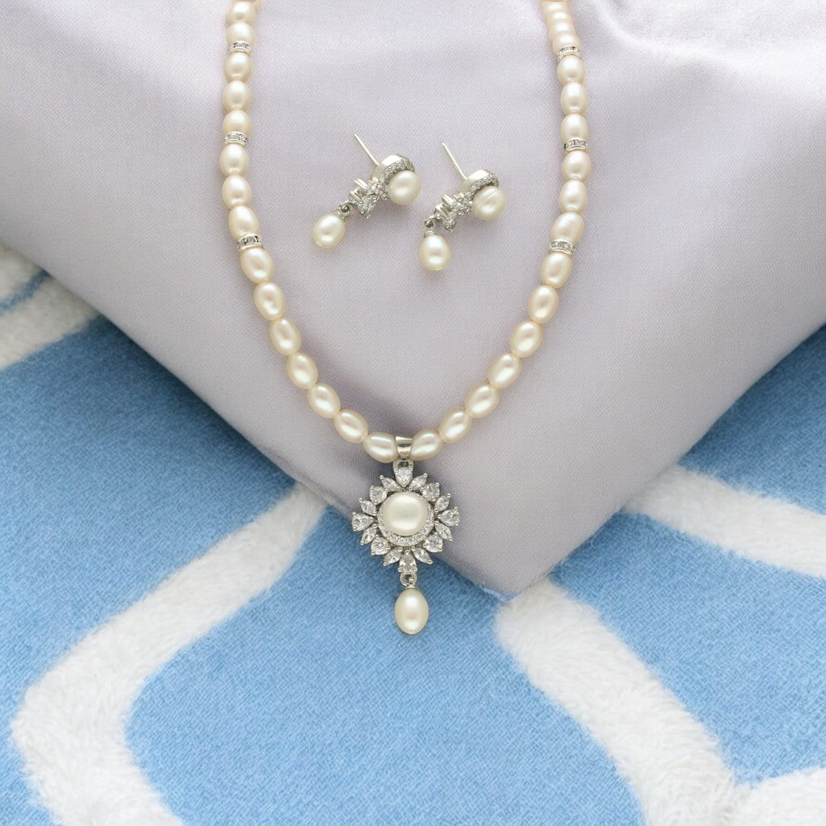 J Pearls Regalia of Radiance Pearl Necklace Set - Swadesiicart