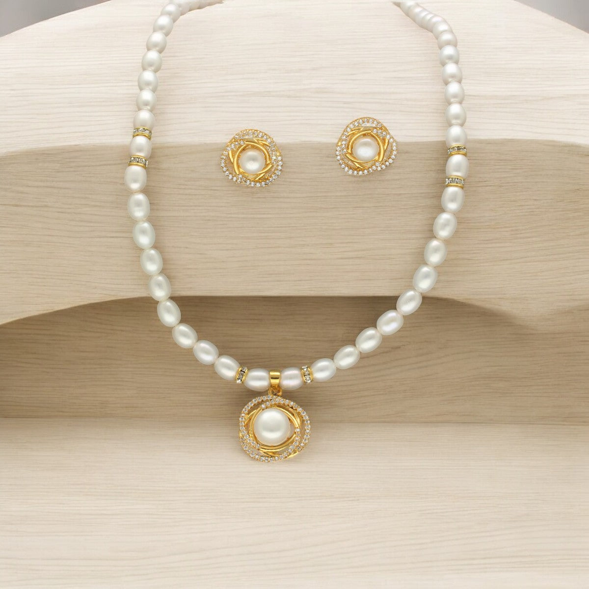 J Pearls Vihara Pearl Necklace Set - Swadesiicart