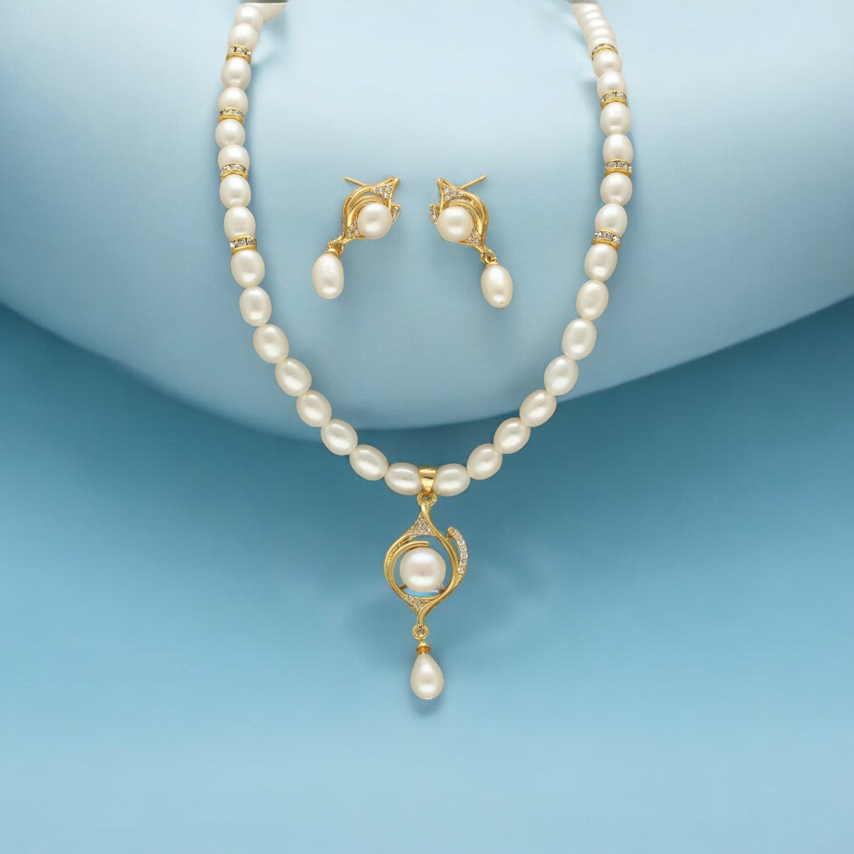 J Pearls Mira Pearl Necklace Set - Swadesiicart