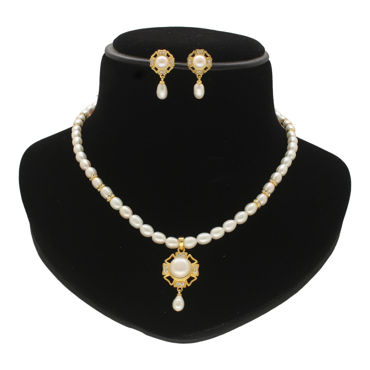 J Pearls Pearlescent Pearl Necklace Set - Swadesiicart