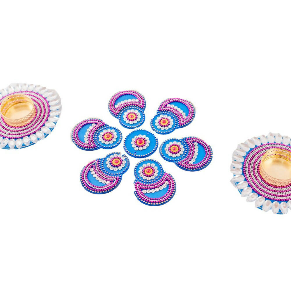 Kundan HandiKrafts Designer Double Round Blue (Baby) - Swadesiicart