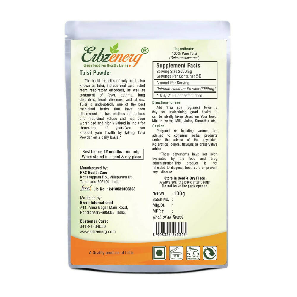 Erbzenerg Organic Tulsi Leaf Powder - Swadesiicart