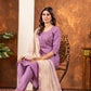 Lorenvalley Fashion Lavender Marina Silk Multi Embroidery Thread with Hand work Kurta Pant Dupatta - Swadesiicart