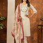 Lorenvalley Fashion Offwhite Marina Silk Multi Embroidery Thread with Hand work Kurta Pant Dupatta - Swadesiicart
