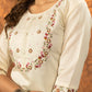 Lorenvalley Fashion Offwhite Marina Silk Multi Embroidery Thread with Hand work Kurta Pant Dupatta - Swadesiicart
