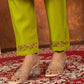 Lorenvalley Fashion Parrotgreen Marina Silk Multi Embroidery Thread with Hand work Kurta Pant Dupatta - Swadesiicart