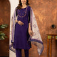Lorenvalley Fashion Purple Marina Silk Multi Embroidery Thread with Hand work Kurta Pant Dupatta - Swadesiicart