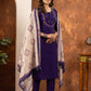 Lorenvalley Fashion Purple Marina Silk Multi Embroidery Thread with Hand work Kurta Pant Dupatta - Swadesiicart