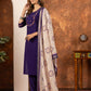 Lorenvalley Fashion Purple Marina Silk Multi Embroidery Thread with Hand work Kurta Pant Dupatta - Swadesiicart