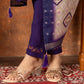 Lorenvalley Fashion Purple Marina Silk Multi Embroidery Thread with Hand work Kurta Pant Dupatta - Swadesiicart