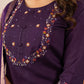 Lorenvalley Fashion Wine Marina Silk Multi Embroidery Thread with Hand work Kurta Pant Dupatta - Swadesiicart