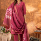 Lorenvalley Fashion Gajari Roman Silk Embroidery Sequins with Hand work Kurta Pant Dupatta | Swadesiicart