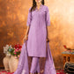 Lorenvalley Fashion Lavender Roman Silk Embroidery Sequins with Hand work Kurta Pant Dupatta | Swadesiicart