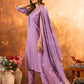 Lorenvalley Fashion Lavender Roman Silk Embroidery Sequins with Hand work Kurta Pant Dupatta | Swadesiicart