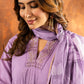 Lorenvalley Fashion Lavender Roman Silk Embroidery Sequins with Hand work Kurta Pant Dupatta | Swadesiicart