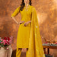 Lorenvalley Fashion Mustard Roman Silk Embroidery Sequins with Hand work Kurta Pant Dupatta - Swadesiicart