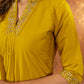 Lorenvalley Fashion Mustard Roman Silk Embroidery Sequins with Hand work Kurta Pant Dupatta - Swadesiicart