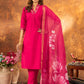 Lorenvalley Fashion Pink Roman Silk Embroidery Sequins with Hand work Kurta Pant Dupatta - Swadesiicart
