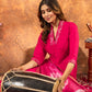 Lorenvalley Fashion Pink Roman Silk Embroidery Sequins with Hand work Kurta Pant Dupatta - Swadesiicart