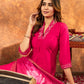 Lorenvalley Fashion Pink Roman Silk Embroidery Sequins with Hand work Kurta Pant Dupatta - Swadesiicart