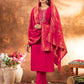 Lorenvalley Fashion Pink Marina Silk Multi Embroidery Thread with Hand work Kurta Pant Dupatta - Swadesiicart