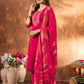 Lorenvalley Fashion Pink Marina Silk Multi Embroidery Thread with Hand work Kurta Pant Dupatta - Swadesiicart