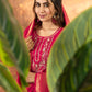 Lorenvalley Fashion Pink Marina Silk Multi Embroidery Thread with Hand work Kurta Pant Dupatta - Swadesiicart