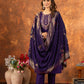 Lorenvalley Fashion Purple Marina Silk Multi Embroidery Thread with Hand work Kurta Pant Dupatta - Swadesiicart