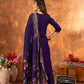 Lorenvalley Fashion Purple Marina Silk Multi Embroidery Thread with Hand work Kurta Pant Dupatta - Swadesiicart