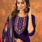 Lorenvalley Fashion Purple Marina Silk Multi Embroidery Thread with Hand work Kurta Pant Dupatta - Swadesiicart