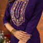 Lorenvalley Fashion Purple Marina Silk Multi Embroidery Thread with Hand work Kurta Pant Dupatta - Swadesiicart
