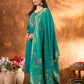 Lorenvalley Fashion Rama Marina Silk Multi Embroidery Thread with Hand work Kurta Pant Dupatta - Swadesiicart